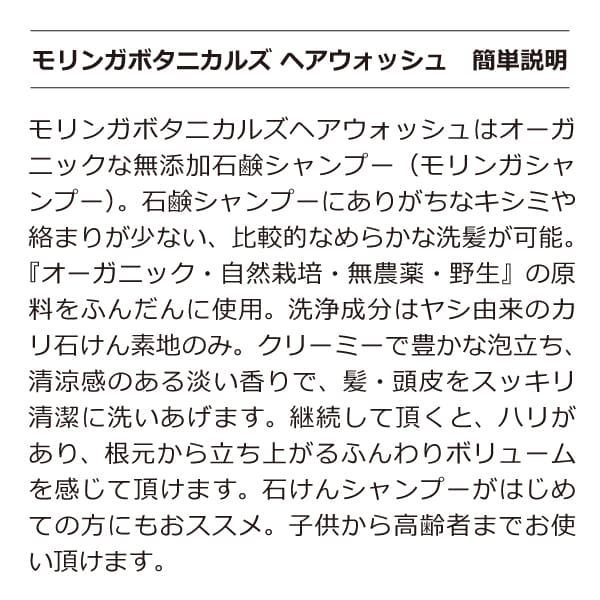 bi2908 モリンガヘアウォッシュ300ml　【ジェンダーレスで使えるモリンガ石けんシャンプー 】