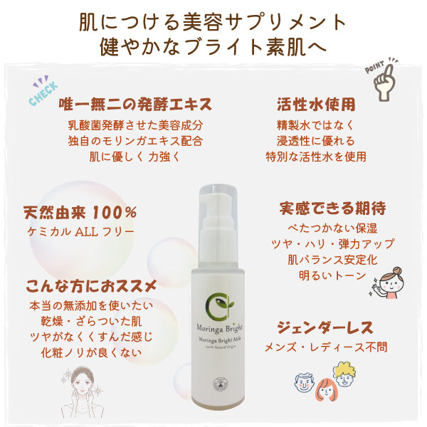 【欠品中/再入荷未定】bi3167 モリンガブライト化粧品3点セット（ミネラル化粧水・美容液・ミルク）