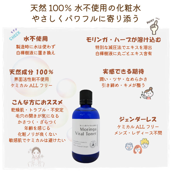 bi3128 モリンガバイタル化粧水100ml 国内オーガニックの先駆者山澤清さん製造