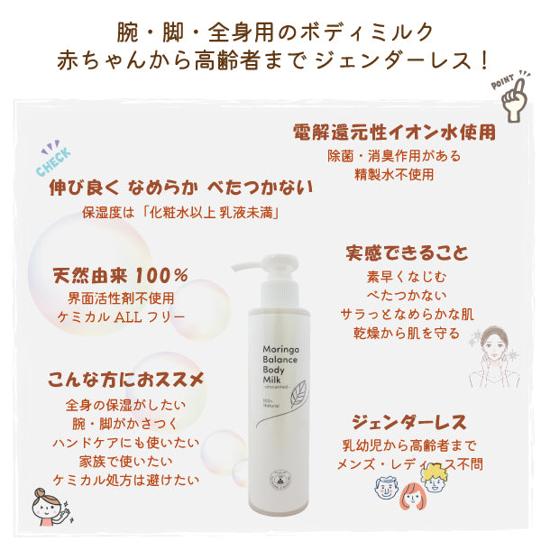 ＜新商品＞bi3162 モリンガバランスボディミルク（無香料）200ml　手・脚・全身用保湿剤（顔にも）